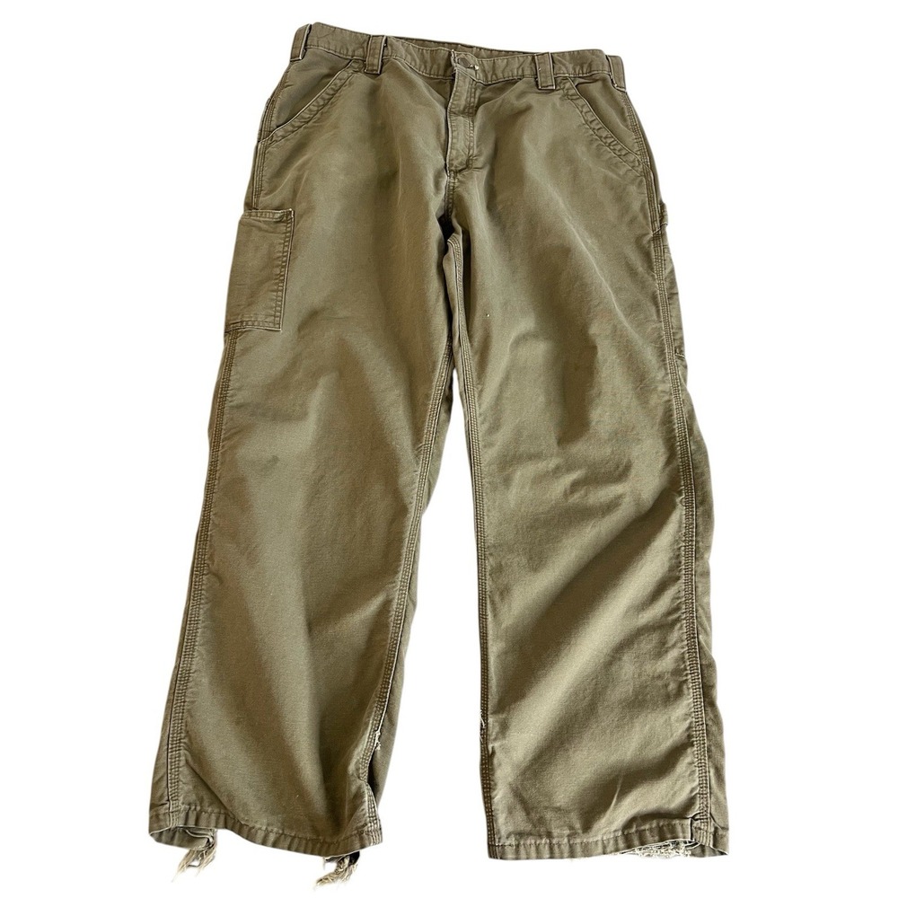 Carhartt B151 Beige Canvas Carpenter Straight Dungaree Work Wear Pants 38x30